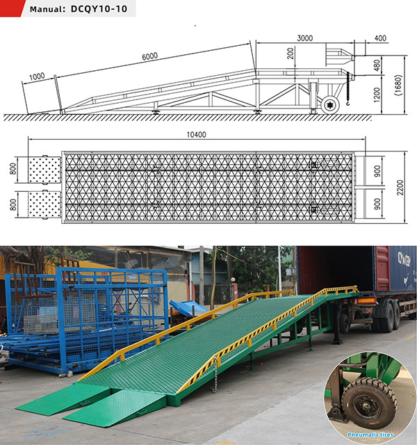 11m Anti Slip Mobile Loading Dock Ramp For Forklift Loading Adjustable
