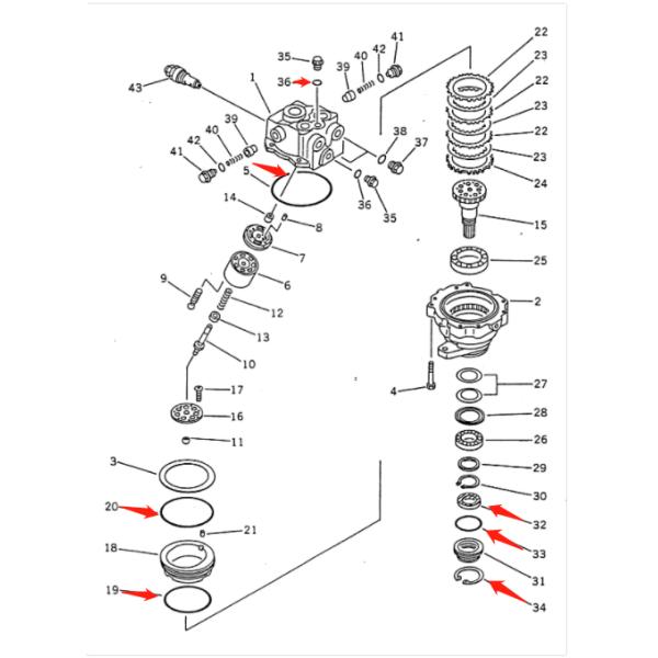 Sealing Kit For 706-73-01071 7067301071 Hydraulic Swing Motor Excavator Komatsu PC100-5