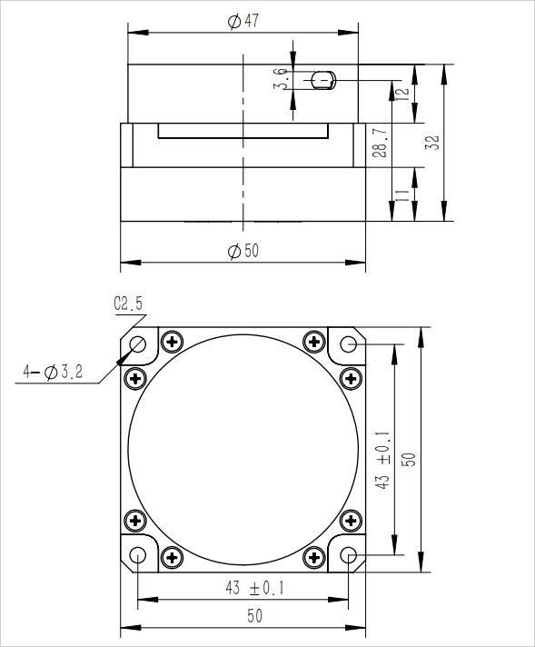 High Precision Navigation Fiber Optic Gyro With ≤10ppm Scale Factor Non-linearity 50×50×36 mm Dimensions
