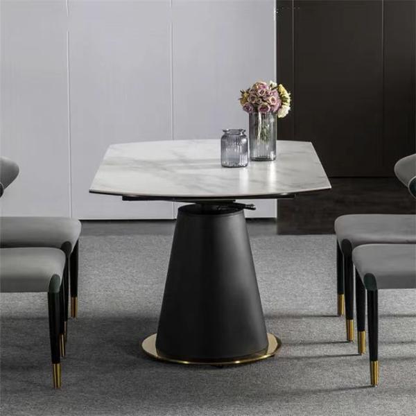 Home Design Dinning Table Set 8 Chairs Dining Room Furniture Extendable Round Marble Dining Table Set