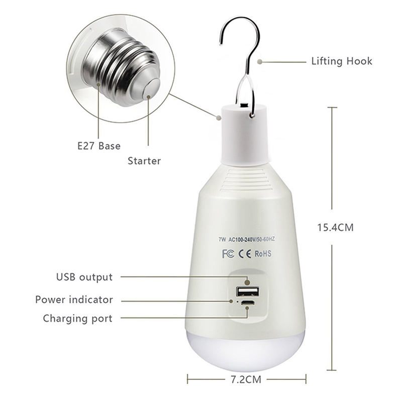 LED Solar Light Solar Bulb with Remote Control Lamp Indoor Waterproof Panel Emergency Plastic Bulb Hook Tent Lantern Outdoor