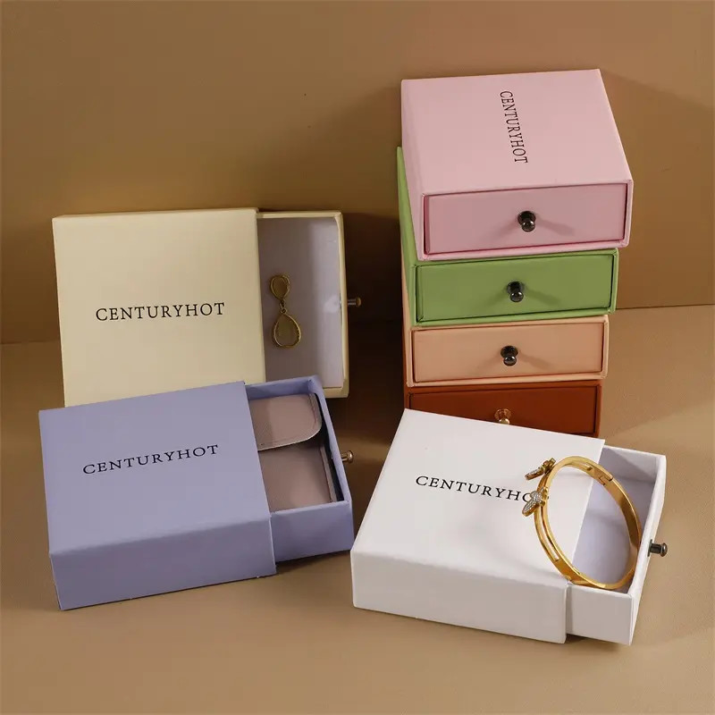 Customized Logo Recycled Cardboard Slide Out Paper Jewellery Boxes for Personalized Ring Earring and Bracelet Gifts
