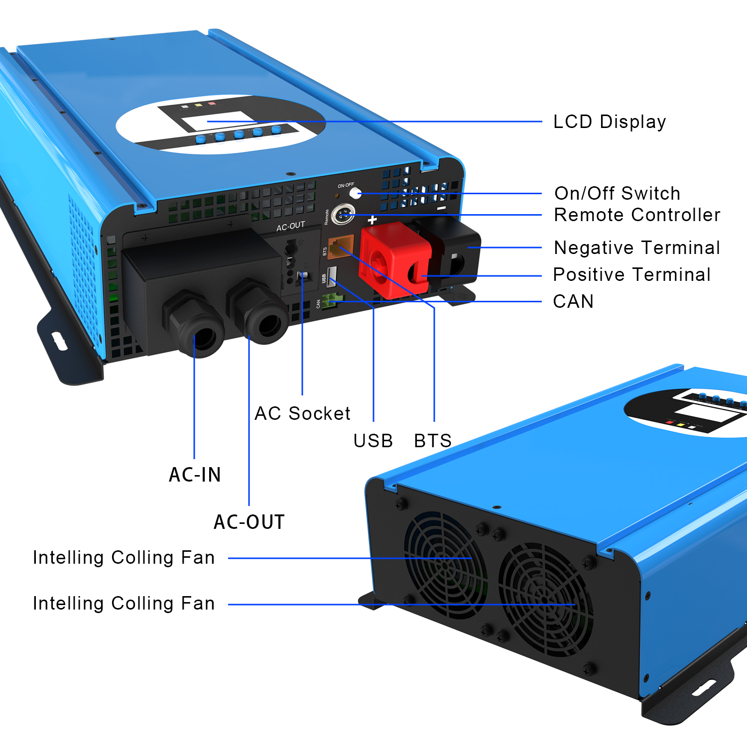 3Kw Pure Sine Wave Bidirectional Inverter For Battery Charging DC12V To AC220V