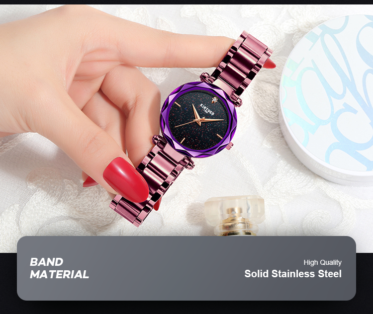 KINYUED Bracelet High Quality Quartz Movement Watches Fashion Sky Starry Stainless Steel Ladies watch.