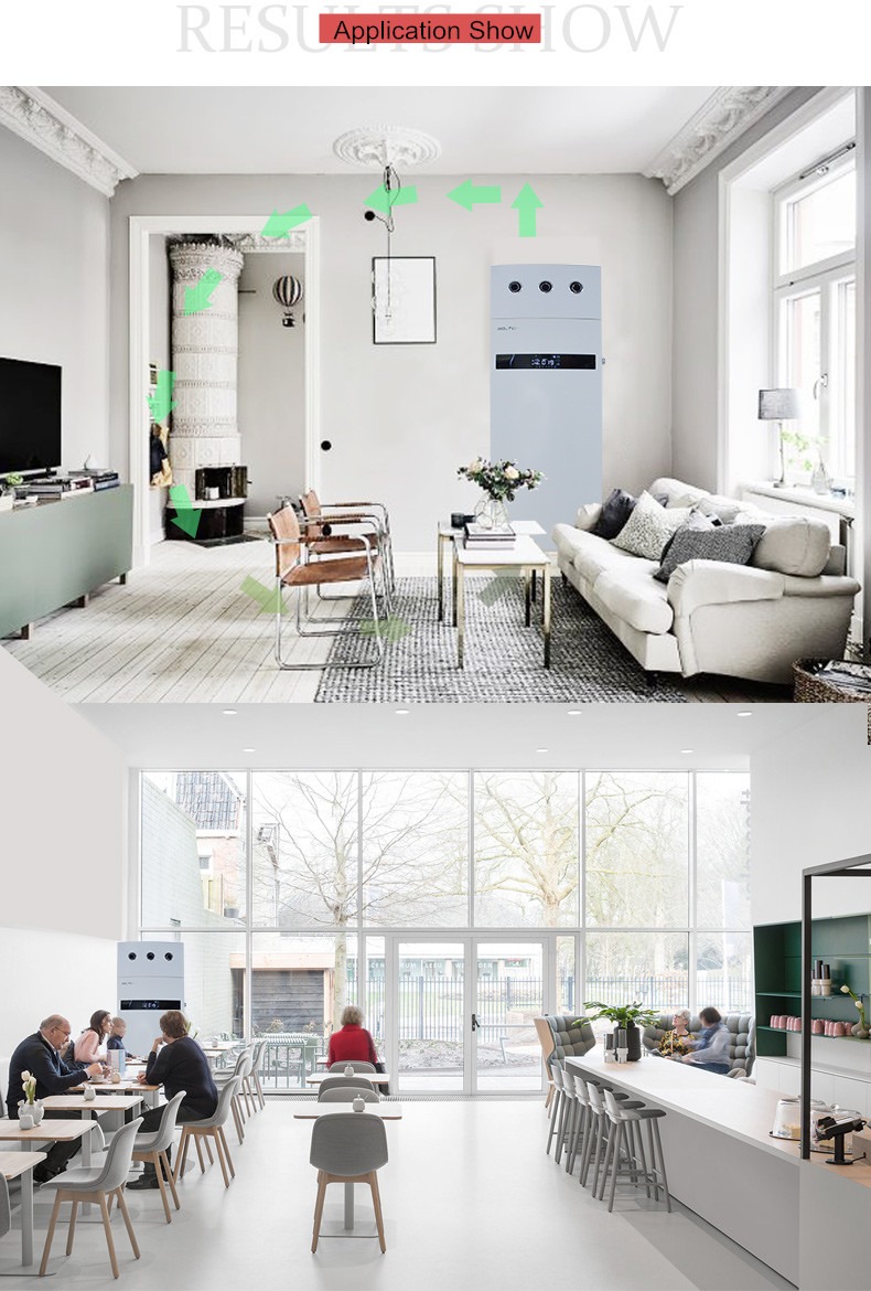Residential Floor Standing Vertical Energy Recovery Ventilation Ductless Compact ERV 300~600 M3/H
