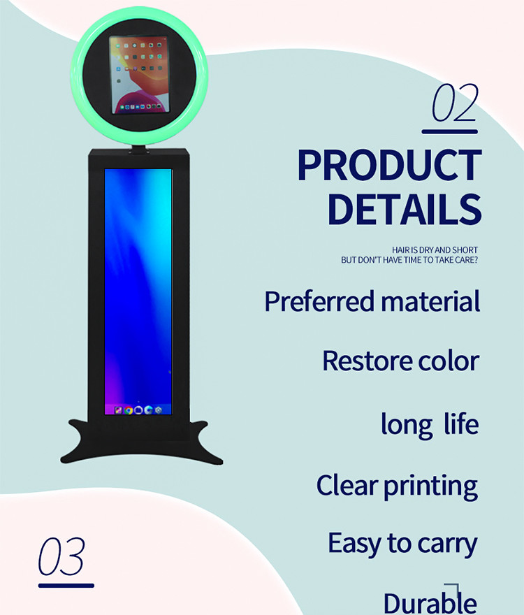 12.9'' Portable Photo Booth Shell Stand For Ipad Portable Selfie Booth Music Sync