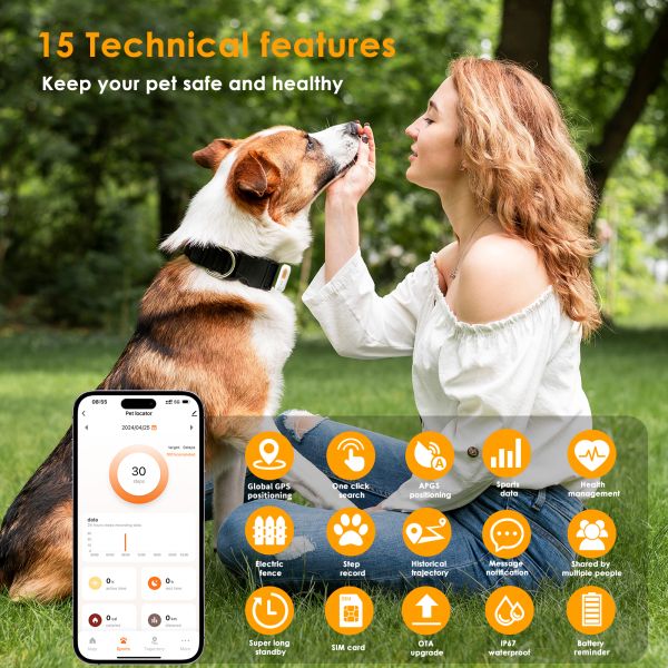 Mini 4G GSM Bluetooth Pet Tracker Waterproof IP67 GPS Micro Locator ABS+PC Real-Time Tracking Anti-Lost for Cats Dogs