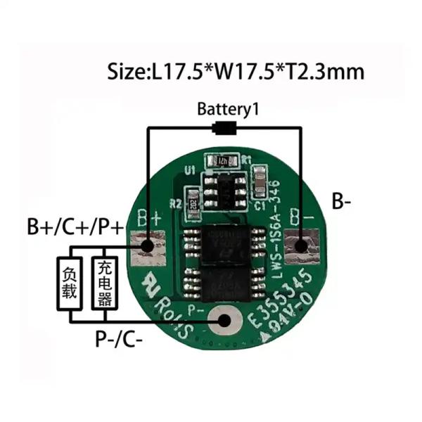 18650 NMC Li Ion Cells Lifepo4 Battery BMS Protection Board 1S 6A For Solar LED Lights