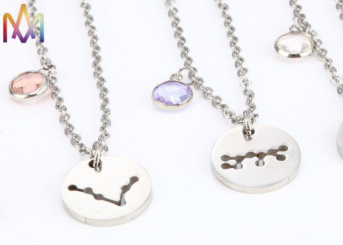 2.2mm Thickness Birthstone Crystal Womens Engraved Necklace