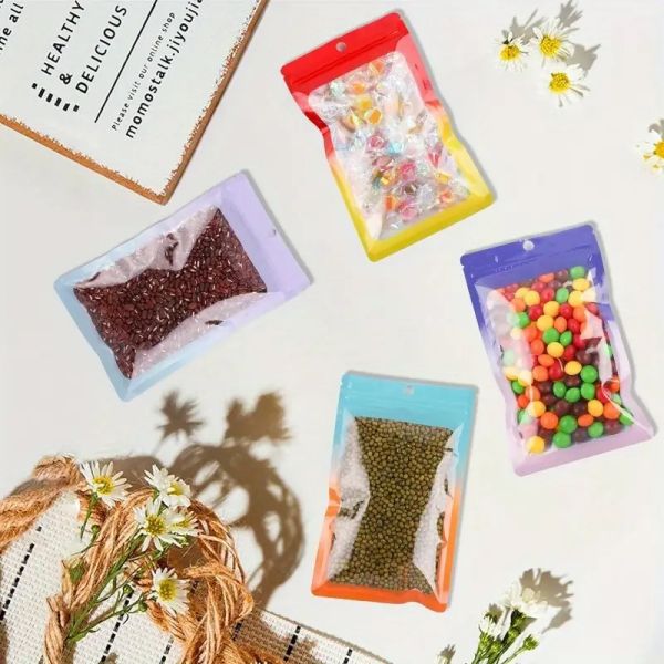Custom Gravure Printing 3.5g Small Plastic Clear Silver Holographic Mylar Stand Style Reusable Food Packaging Zipper Pouch Bags