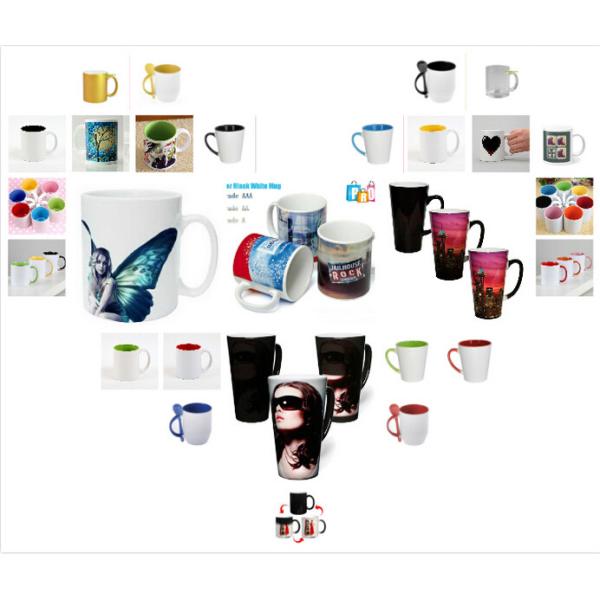 High temperature decal Eco Friendly Mugs / Couples Cup Coffee Mug with spoon