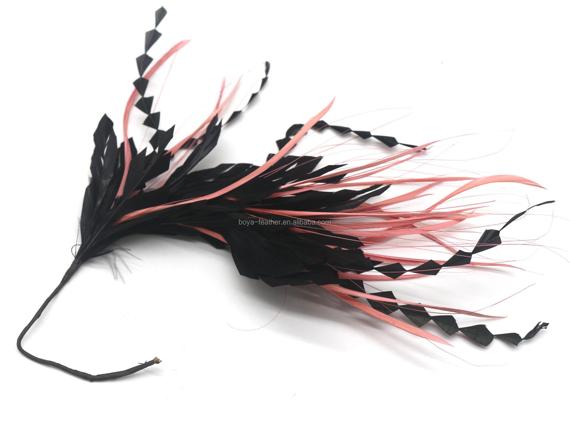 DHL Shipping Stripped Goose and Biot Feather Flower Mount with Wire Accessory