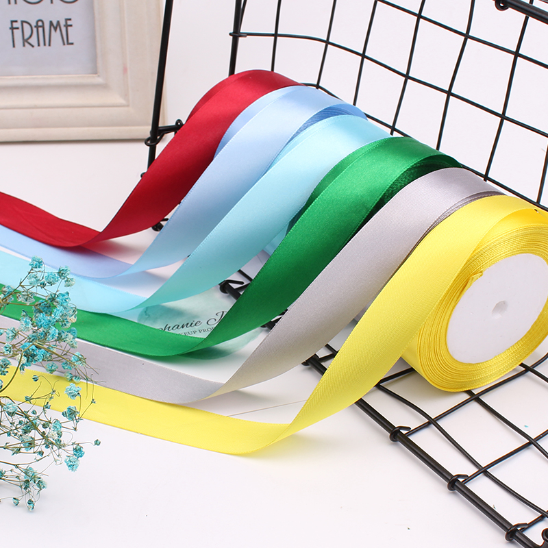Factory Custom 196 Colors Raffia Ribbon 3mm-100mm 100% Polyester Single Face Satin Ribbon Roll 100 yards