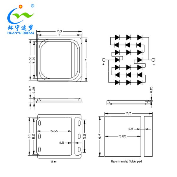 High Light Efficiency High Voltage 54-60V SMD 7070 White LED CHIP