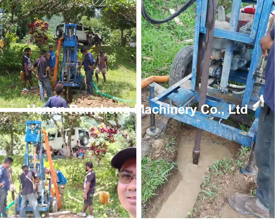 150m Depth Portable Well Drilling Rig 22Hp / 16.2Kw Diesel Motor Power