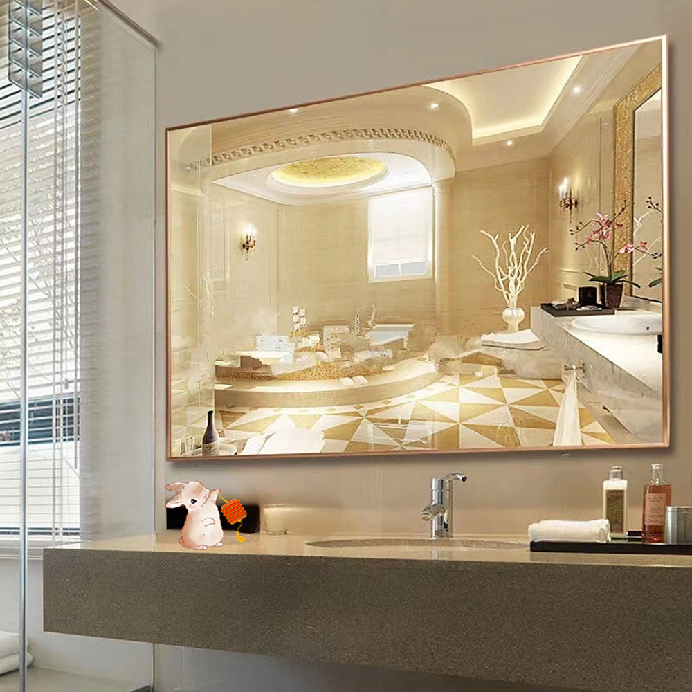 The Large Gold Metal Aluminum Standing Floor Wall Bathroom Home Decor With Glass Mirror