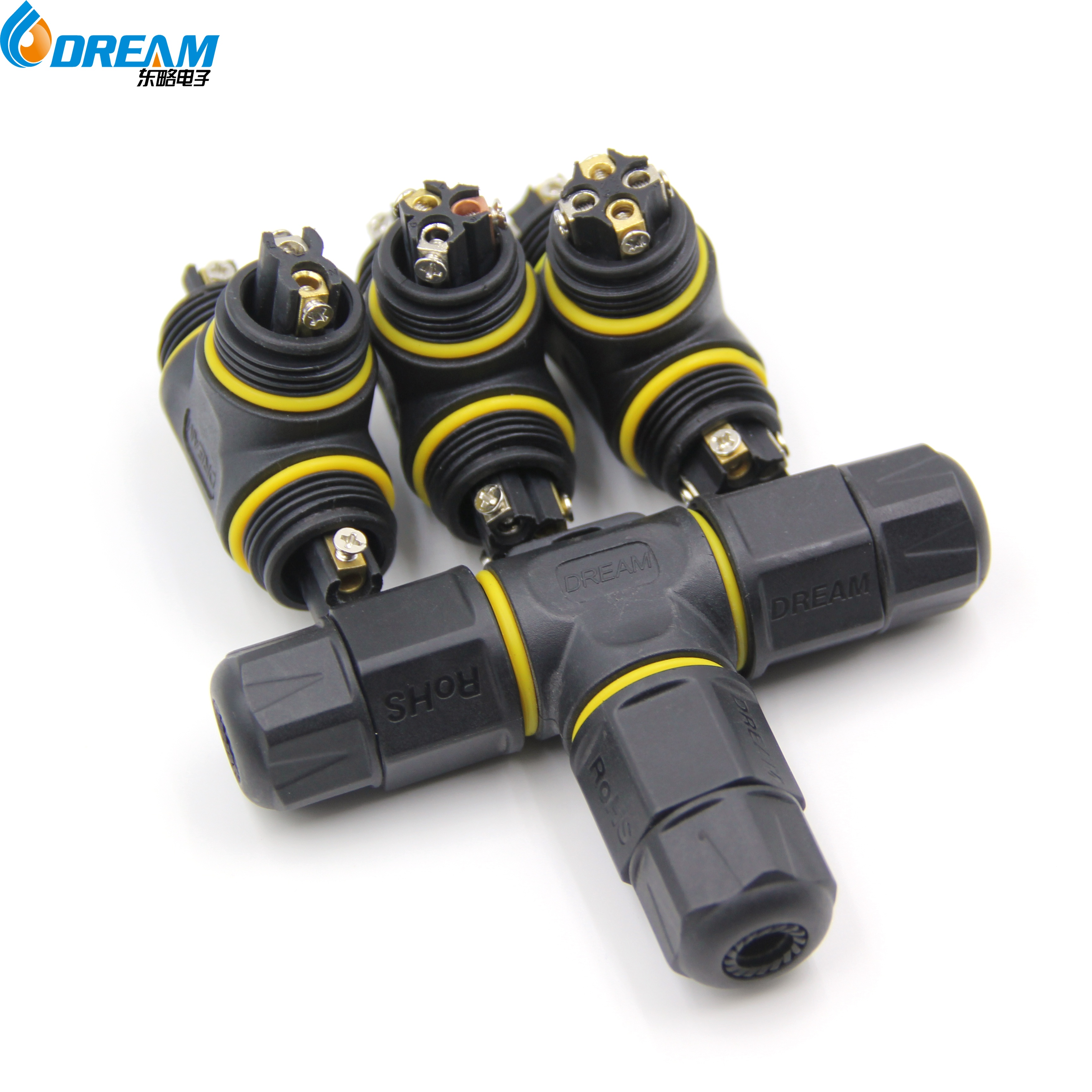 IP68 TUV Certified 3-Way M20 Waterproof Connector For LED Lighting Cable Range