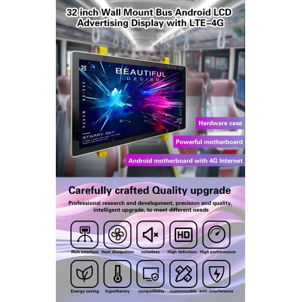 32" Android LTE 4G Wifi Bus Handrail Mounted Digital Signage Display