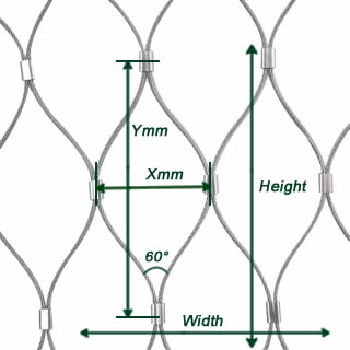 The dimension of stainless steel ferrule type cable mesh