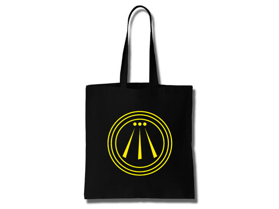 Green yellow printed classic black cotton bag sfaqa