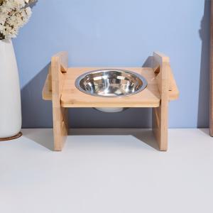 Quality Stainless Steel Bamboo Raised Dog Bowl For Single Stand for sale