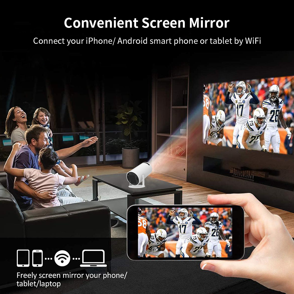 Flyin HY300 3D 4K Mini Android LED Projector 1080P Smart WiFi with Wide Angle Clarity Portable and Built-in Speaker