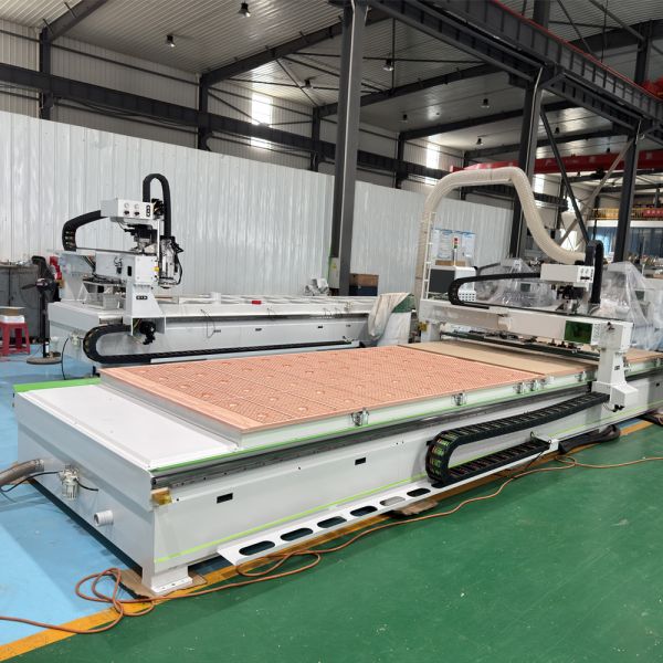 Fully Automatic 1830 Dual-Station CNC Nesting Machine - Side View