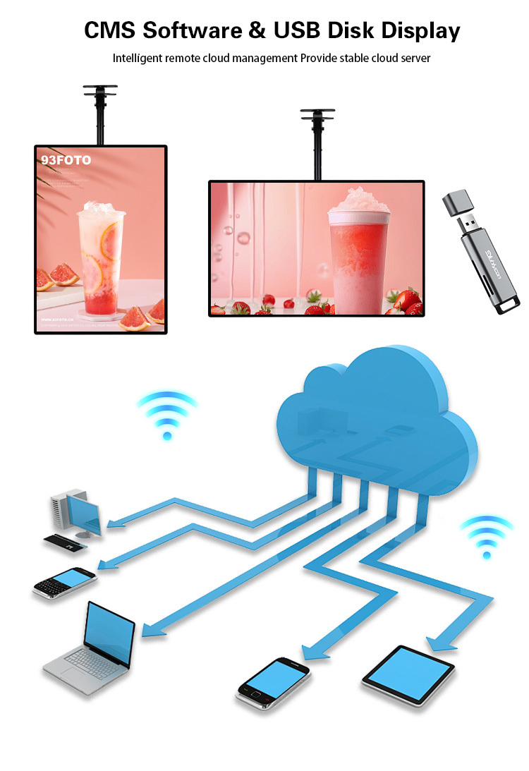 32" 43" 55" 2K 4K Wall Mounted Usb Wifi Digital Advertising Display logo Custom Menu Board Display