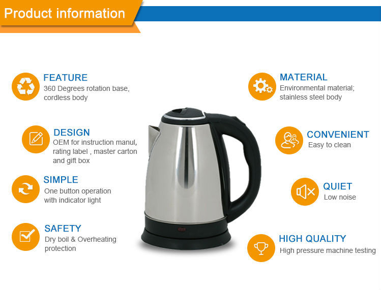 Low Noise Small Capacity Electric Kettles Automatic Switch Off Safety Operate