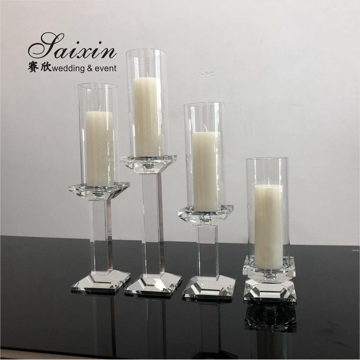 9 Arm Crystal Candelabra Black Candle Stand Wedding Table Centerpieces