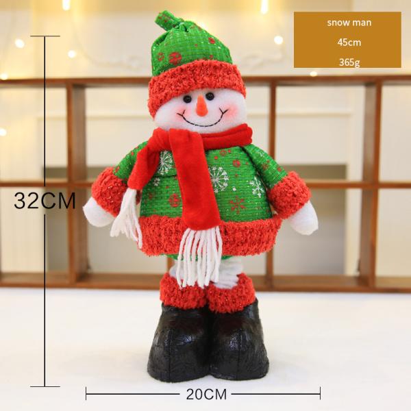 45cm Green Hat Red Scarf Animated Plush Christmas Toys Cute Soft Snow Man