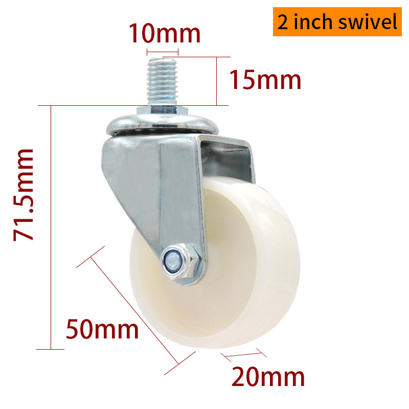 EDL 2 Inch Caster Wheels White 50mm Swivel Castor Wheels Zinc Coating