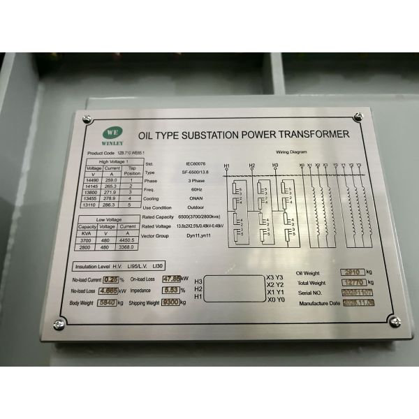 6500 Kva Substation Power Transformer Step-Up 480V To 13800V Double-Split Solar Transformers
