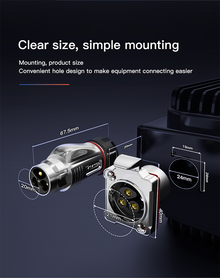M24 Metal Version Panel and Butt Mount 4 Pin Industrial Waterproof Power Connector