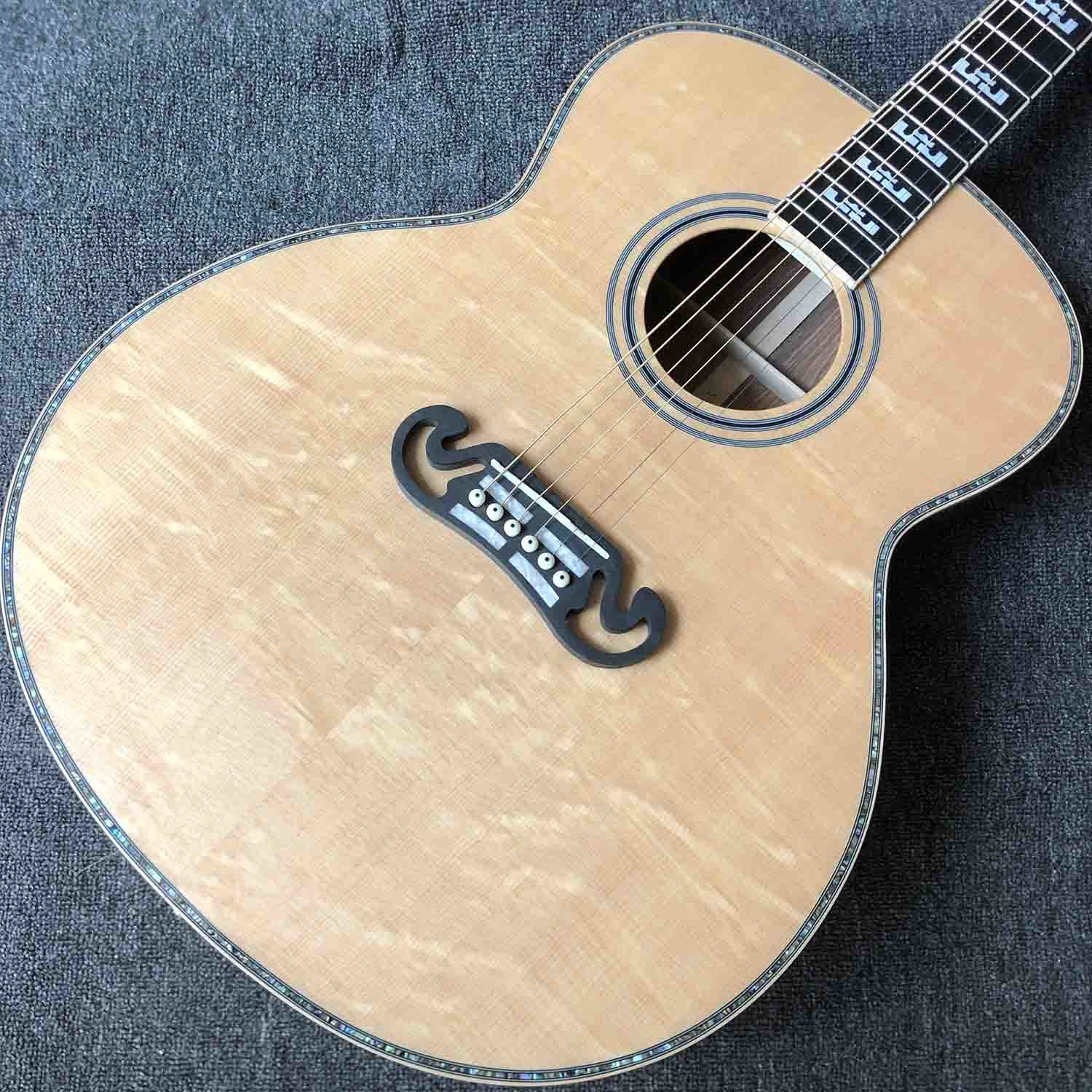 Solid Cocobolo Back Side Jumbo 43 Inch Acoustic Guitar with Abalone Binding and Flamed Maple Neck