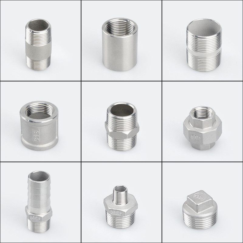 Customized Threaded Pipe Union 304 Stainless Steel Water Pipe Joint Inner And Outer