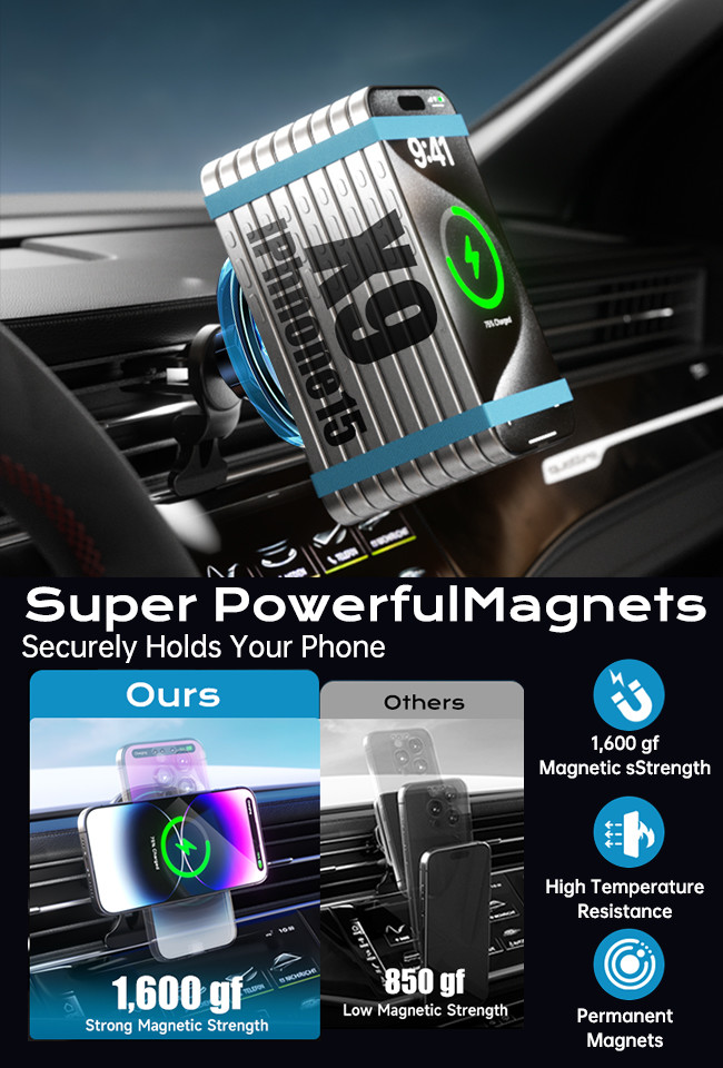 Original Design Magnetic Car Phone Holder With Ambient Light And Strong Magnetic Attraction For Automotive