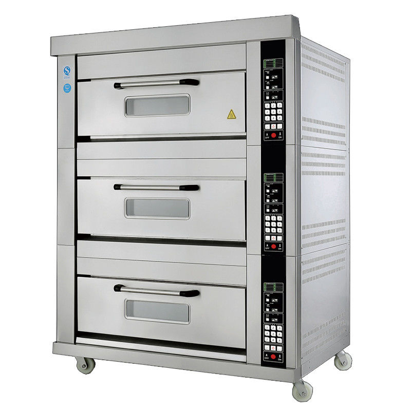 SS Automatic Gas Bread Oven 3 Decks 6 Trays Computer Version Adjustable Temperature Use Natural Gas or Liquefied Gas