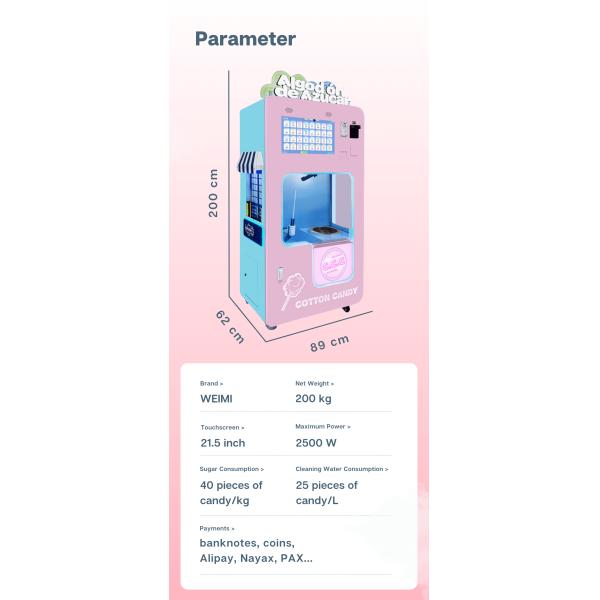 Micron Automatic 32 Fruit Flavor Small Cotton Candy Vending Machine for street food business with afforable price