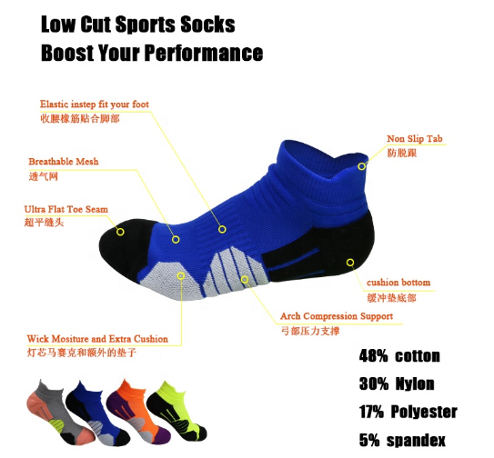 Men Low Cut Socks , Custom Logo Colorful Patterned Ankle Athletic Cycling Running Socks
