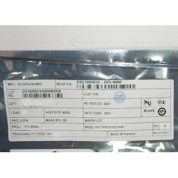 Microchip MEMS Oscillator Surface Mount Oscillator DSC1003CI5-025.0000