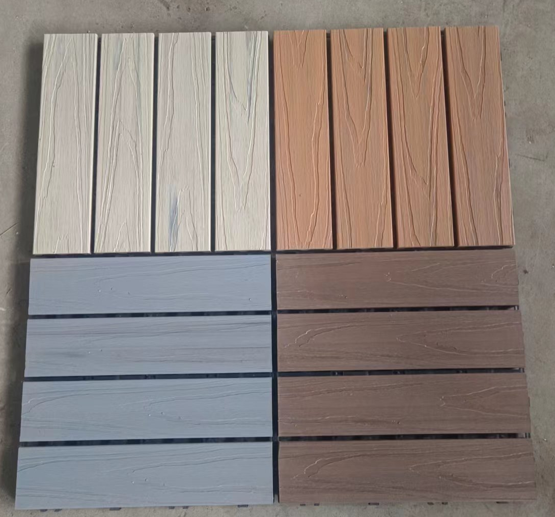 B1 Fire Retardant WPC DIY Tiles 300x300mm Interlocking WPC Decking Tiles