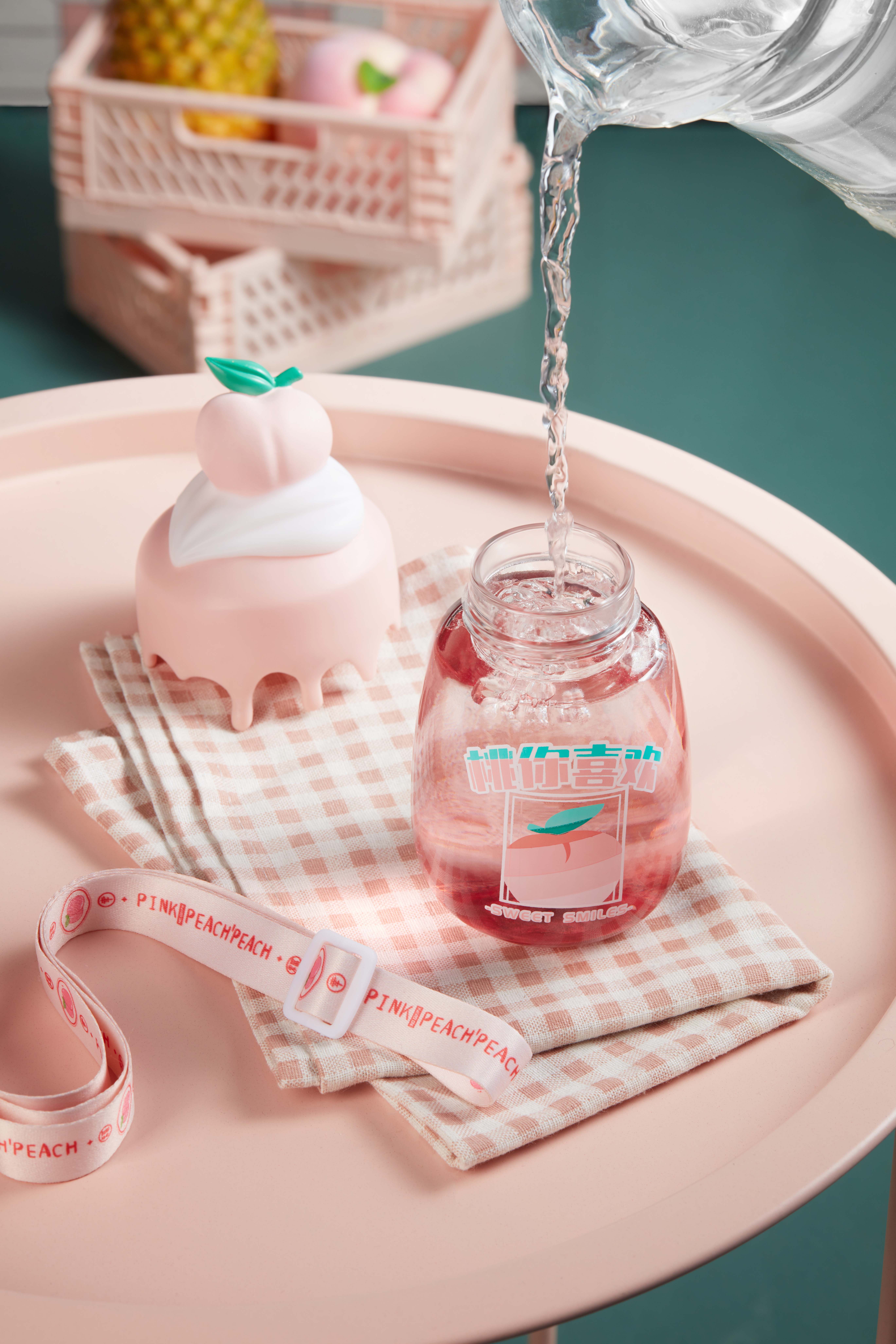 Strawberry Peach Style Coffee Tea Water Cup Glass Bottles Gift For Women Girls