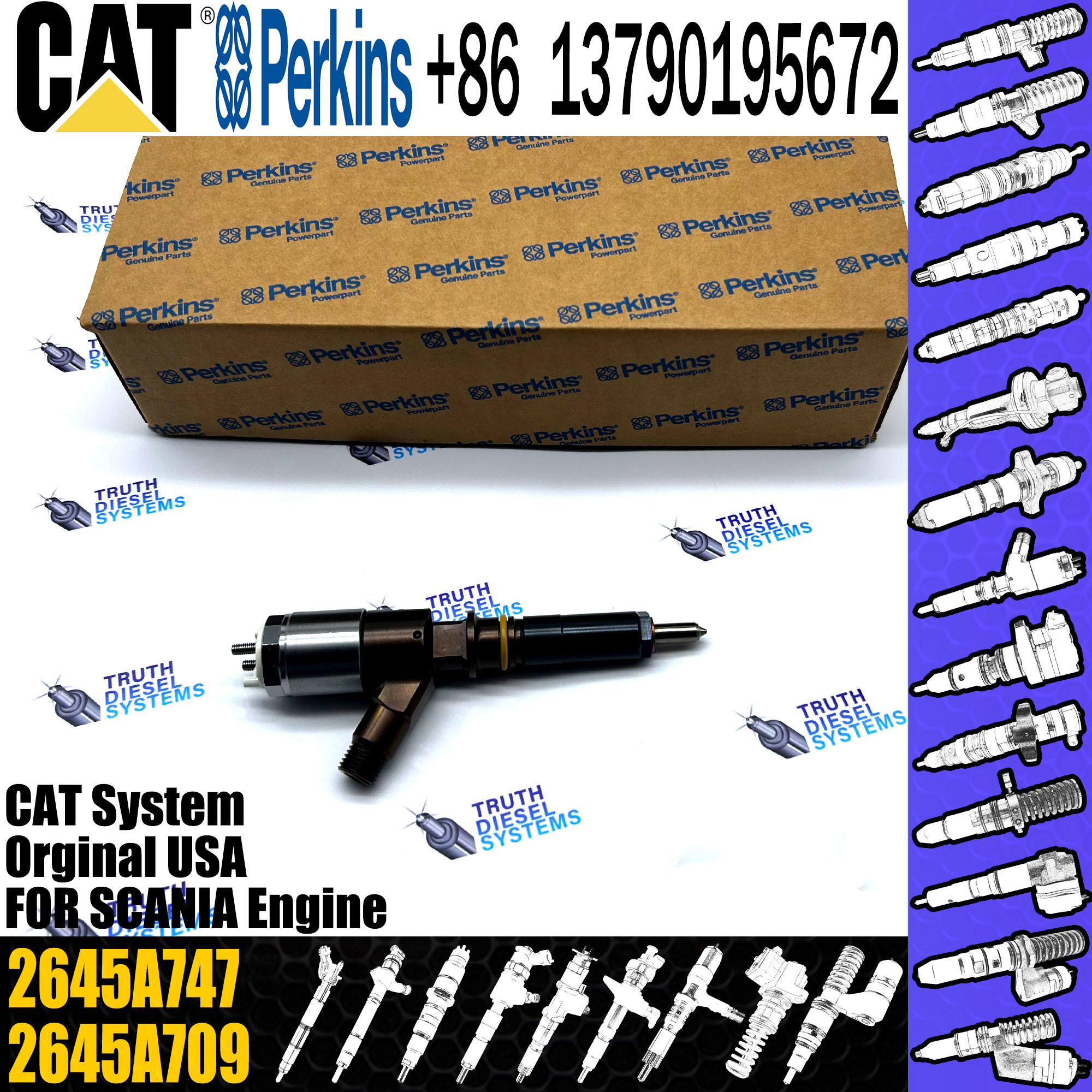 Common Rail Injector 306-9380 Fuel Injector Assembly 320-0680 2645A747 2645A734 For CAT Engine C6.6 C4.4