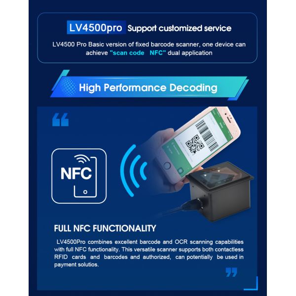 LV4500 Pro Fixed Mount Scanner - High-Performance 1D/2D Barcode Reader