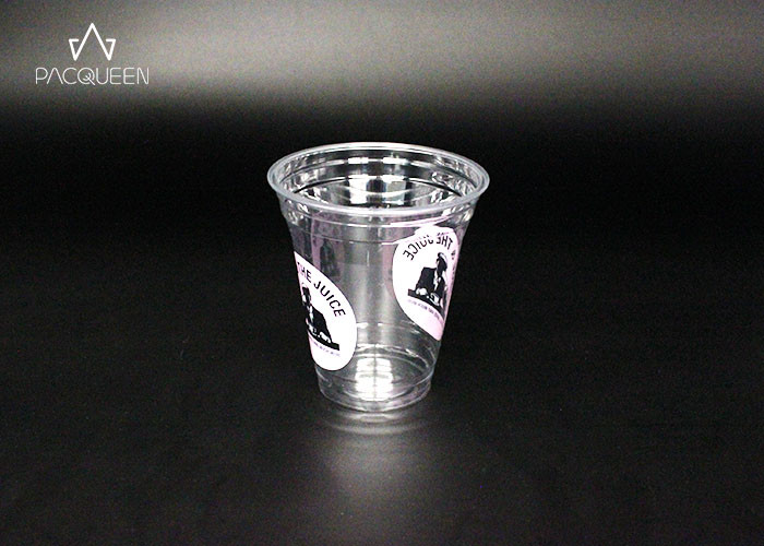 Branded Clear PET Disposable Plastic Drinking Cups For Fresh Juice