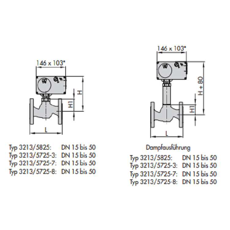 Durable 3213 Electric Globe Control Valve Compact Structure DIN Version