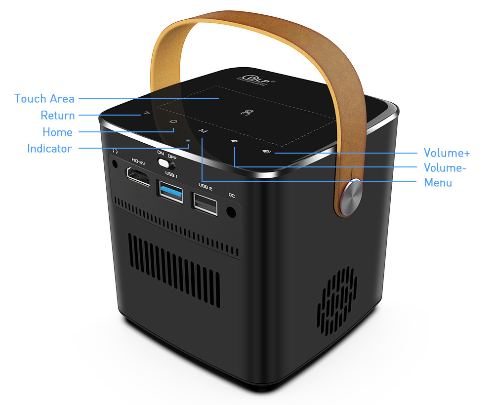 Flyin P12 1080P Max 4K Mini Projector 9000mAh Battery Outdoor Video 400 ANSI Lumens Android 9 2GB/16GB DLP Link 3D Proyector