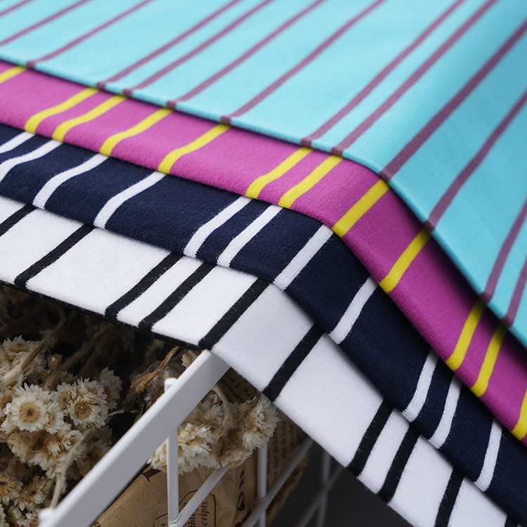 Soft And Simple And Fashionable High Quality Striped Cotton Fabric For T- Shirt