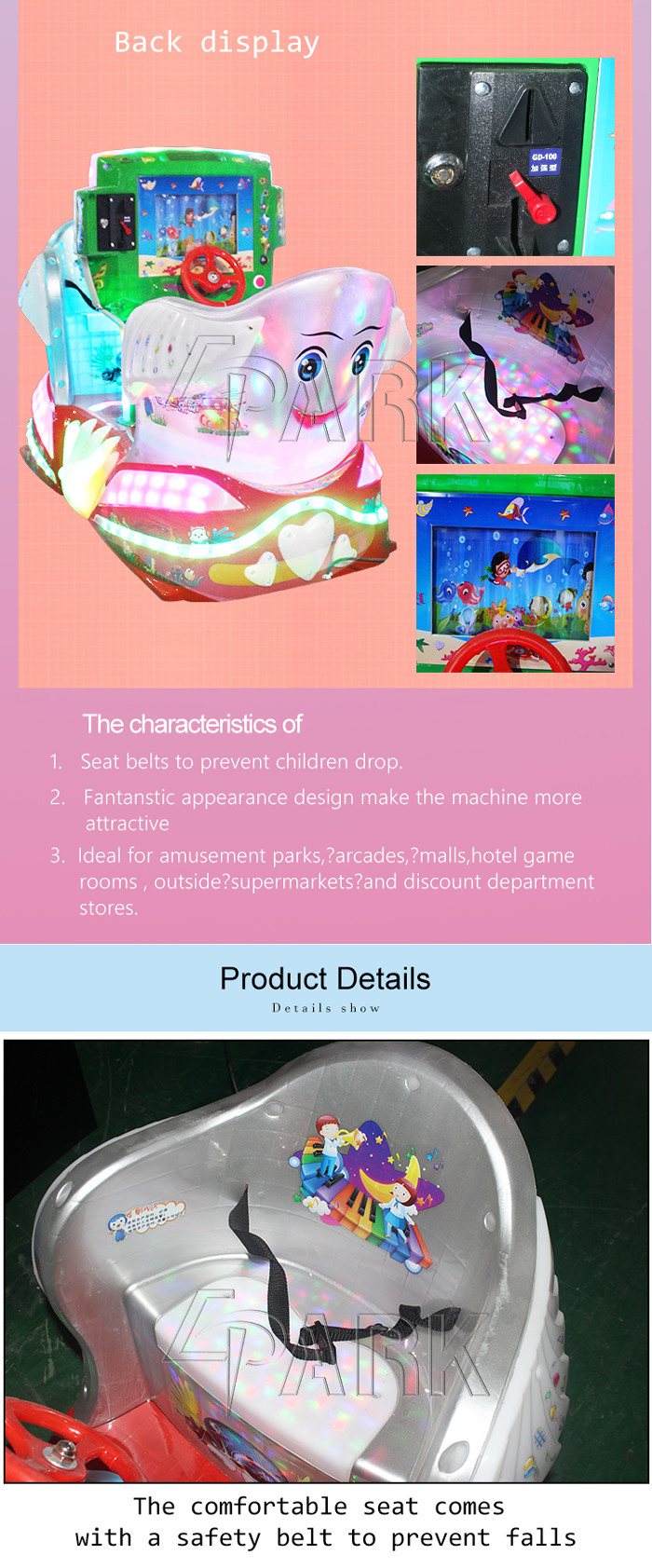 Two Players Kiddy Ride Machine Fiberglass And Plastic Material Easy To Operate